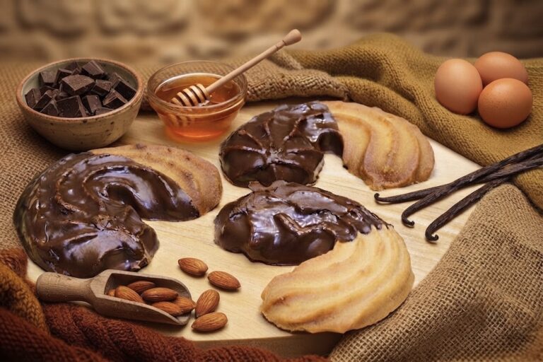 Mezze al cioccolato, biscotti ricoperti con cioccolato