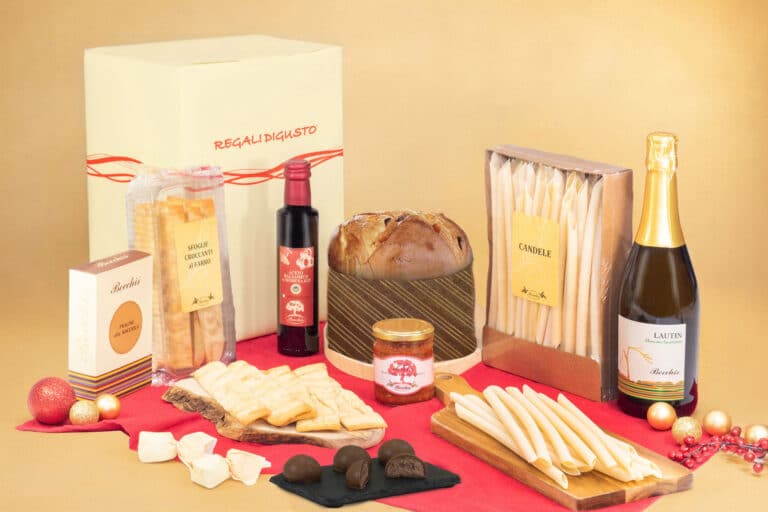 Cesto natalizio aziendale Cod. 535 Regali Digusto in scatola con manico,, specialità enogastronomiche